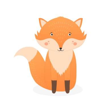 Cute fox on white background, vector eps10 illustration