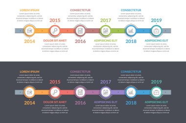 Two timeline infographic templates, workflow or process diagrams, vector eps10 illustration