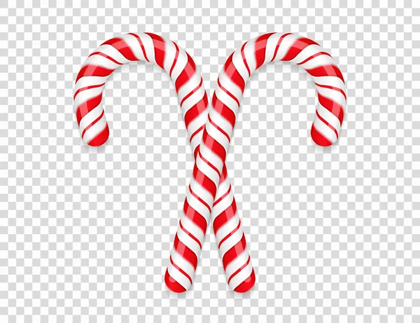 Two Candy Canes Transparent Background Vector Eps10 Illustration — Διανυσματικό Αρχείο