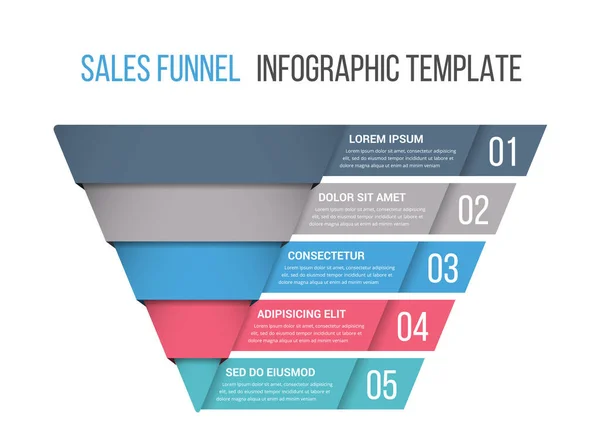 Funnel Diagram Business Infographic Template Vector Eps10 Illustration — Image vectorielle