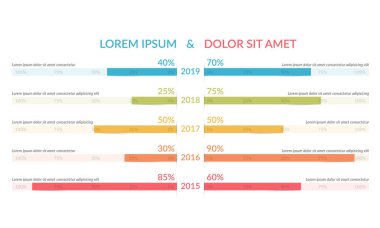Comparison chart with five elements, vector eps10 illustration