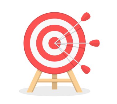 Red target with three arrows, flat style, vector eps10 illustration