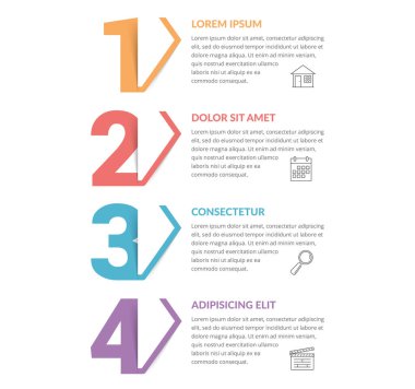 Four numbers with arrows and place for your text, four steps - infographic template, vector eps10 illustration