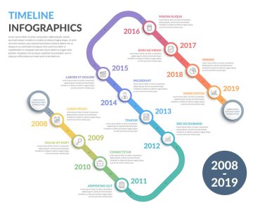 Timeline with icons, 12 elements, infographic template for web, business, presentations, vector eps10 illustration