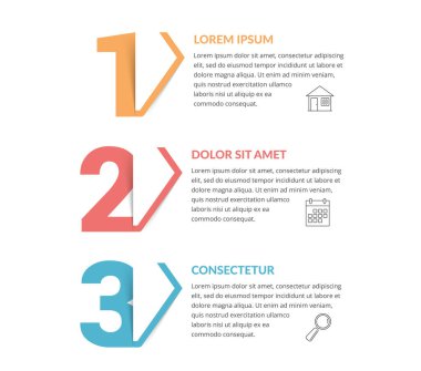 Three numbers with arrows and place for your text, three steps - infographic template, vector eps10 illustration