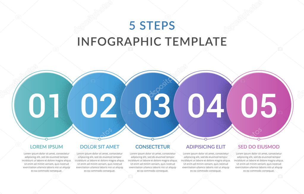 Infographic Template Circles Numbers Steps Infographics Workflow