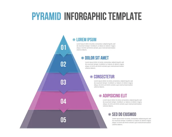Modèle Infographie Pyramidale Avec Cinq Éléments Illustration Vectorielle Eps10 — Image vectorielle