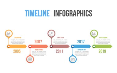 Timeline with icons, 5 elements, infographic template for web, business, presentations, vector eps10 illustration