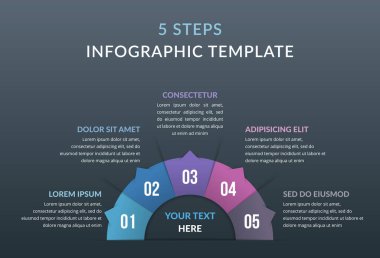 Infographic template with five steps or options, process chart, vector eps10 illustration