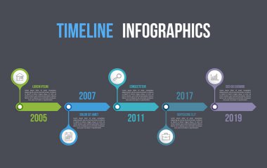 Timeline with icons, 5 elements, infographic template for web, business, presentations, vector eps10 illustration