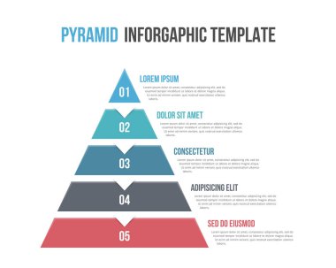 Beş elementli piramit bilgi şablonu, vektör eps10 illüstrasyon