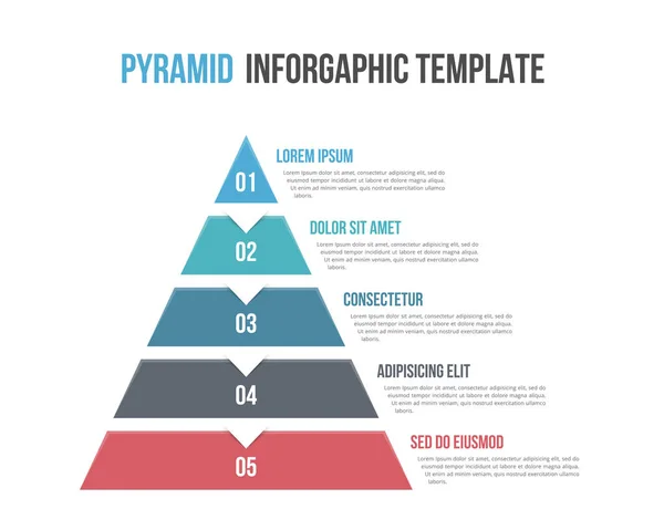Pyramideninfografische Vorlage Mit Fünf Elementen Vektor Eps10 Illustration — Stockvektor
