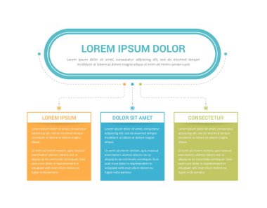 Ana başlık ve 3 adım veya seçenek içeren bilgi şablonu, iş akışı, süreç şeması, vektör eps10 illüstrasyon