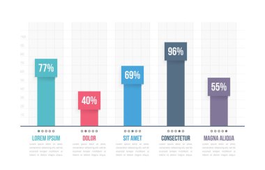 Çubuk grafik şablonu, iş bilgisi grafikleri, vektör eps10 illüstrasyon