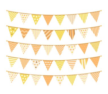 Yellow bunting, design elements for decoration of greetings cards, invitations etc, vector eps10 illustration