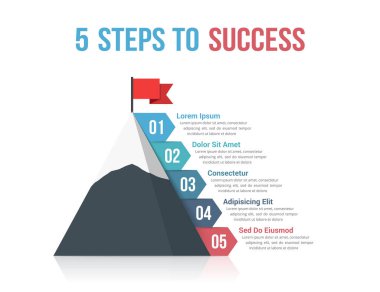 5 Steps to success, infographic template, leadership or motivation concept, vector eps10 illustration