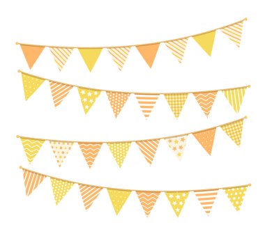 Yellow bunting, design elements for decoration of greetings cards, invitations etc, vector eps10 illustration