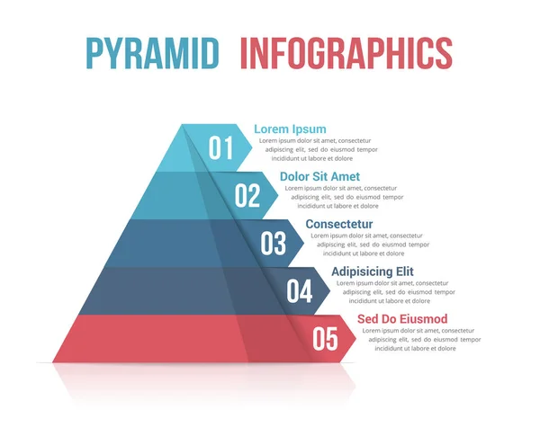 Pyramide Cinq Segments Modèle Infographique Pour Web Les Affaires Les — Image vectorielle