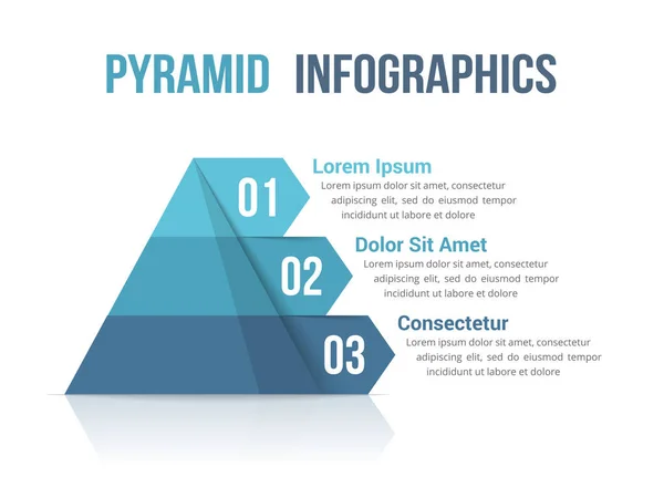 Pyramide Trois Segments Modèle Infographique Pour Web Les Affaires Les — Image vectorielle