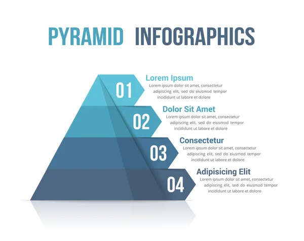 Pyramide Quatre Segments Modèle Infographique Pour Web Les Affaires Les — Image vectorielle