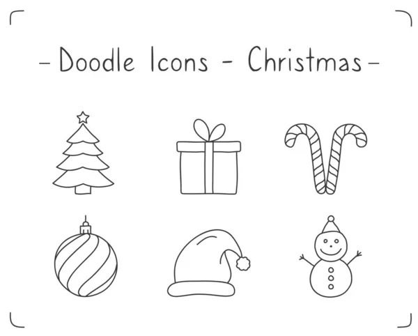 Doodle Χριστούγεννα Εικονίδια Λευκό Φόντο Διάνυσμα Eps10 Εικονογράφηση — Διανυσματικό Αρχείο