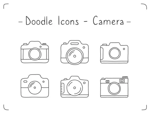 Doodle Camera Icons White Background Vector Eps10 Illustration — Stock Vector