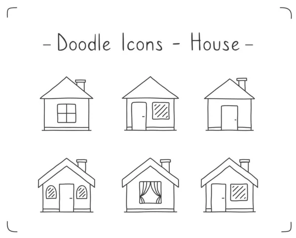 Doodle House Icons Set White Background Vector Eps10 Illustration — Stock Vector