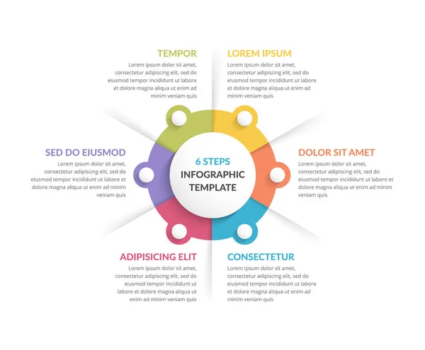 Πρότυπο Διάγραμμα Κύκλο Έξι Βήματα Επιλογές Infographic Πρότυπο Για Web — Διανυσματικό Αρχείο