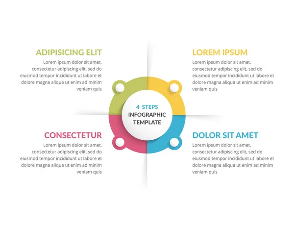 Πρότυπο Διάγραμμα Κύκλο Τέσσερα Βήματα Επιλογές Infographic Πρότυπο Για Web — Διανυσματικό Αρχείο