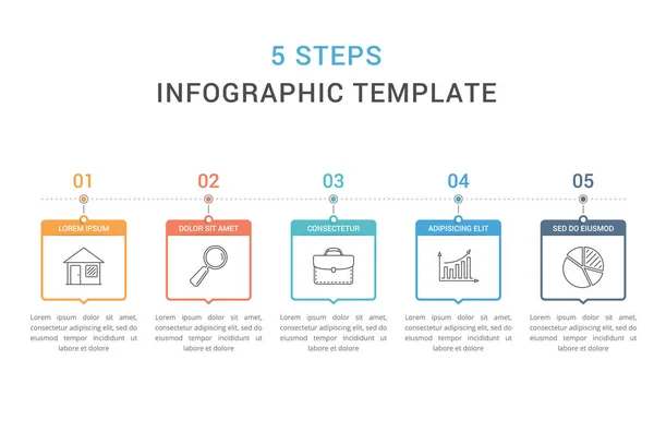 Infographic Template Steps Workflow Process Chart Vector Eps10 Illustration — Vetor de Stock