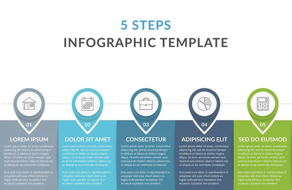 Infographic Template Elements Place Title Number Icon Text Workflow Process — 图库矢量图片