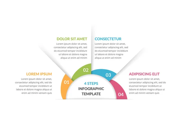 Cercle Modèle Infographique Avec Quatre Étapes Options Diagramme Processus Illustration — Image vectorielle