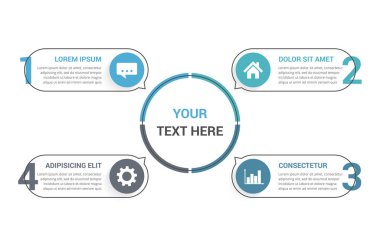 Infographic template with 4 elements, steps or options, process chart, circle diagram, vector eps10 illustration