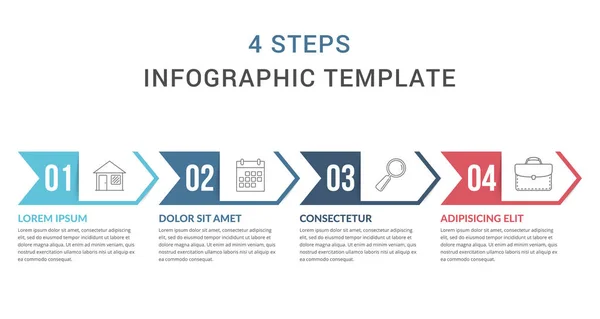 Infographic Template Four Steps Process Chart Vector Eps10 Illustration — 图库矢量图片