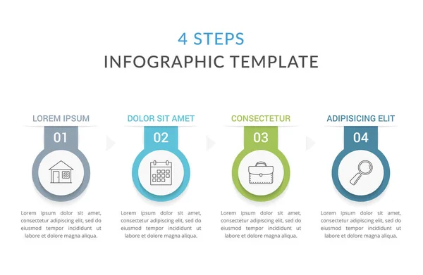 Infographic Template Steps Workflow Process Chart Vector Eps10 Illustration — Stock vektor