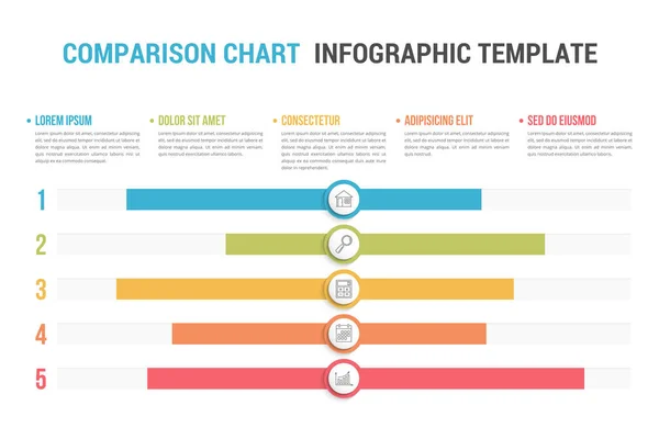 Gráfico Comparação Com Cinco Elementos Legenda Modelo Infográfico Para Web — Vetor de Stock