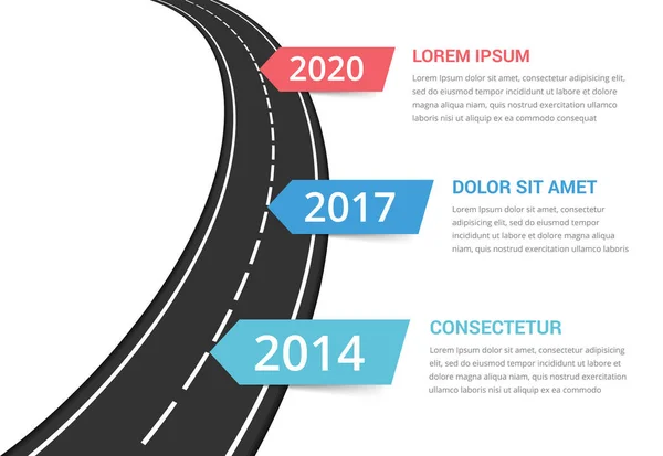 Road Infographics Mall Med Tre Element Med Plats För Din — Stock vektor