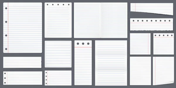 Üres Bélelt Papírkészlet Notebook Papír Vektoreps10 Illusztráció — Stock Vector