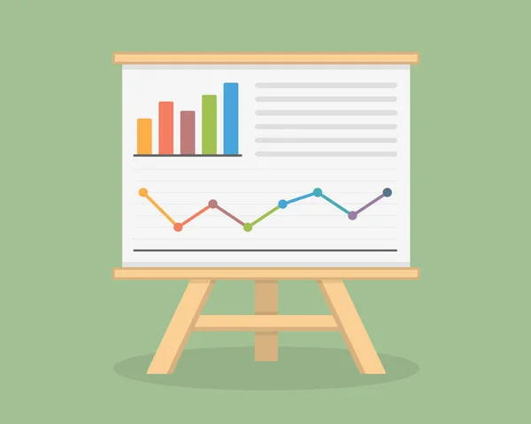 Presentation Board Bar Chart Line Chart Business Presentation Icon Vector — Stock Vector