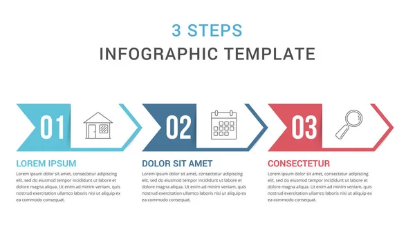 Infographic Template Three Steps Process Chart Vector Eps10 Illustration — 图库矢量图片