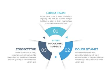 Üç adım veya seçenekli en küçük çember diyagramı, web, iş, sunumlar, vektör eps10 illüstrasyonları için bilgi şablonu