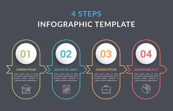Infographic Template Steps Workflow Process Chart Vector Eps10 Illustration — Archivo Imágenes Vectoriales