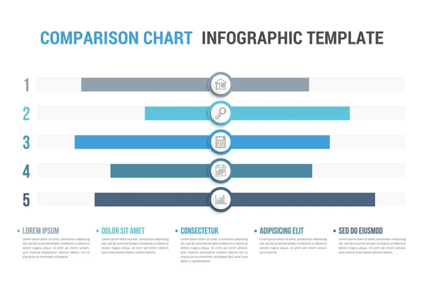 Gráfico Comparação Com Cinco Elementos Legenda Modelo Infográfico Para Web — Vetor de Stock