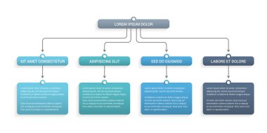 4 elementten oluşan akış şeması, 4 adım veya seçenekli bilgi şablonu, vektör eps10 illüstrasyon