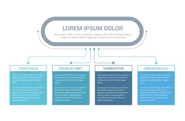 Flowchart with main title and 4 elements, workflow, process, infographic template, vector eps10 illustration