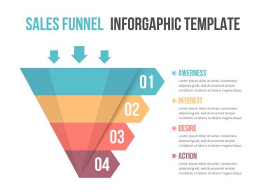 Funnel diagram with 4 elements, infographic template for web, business, presentations, vector eps10 illustration