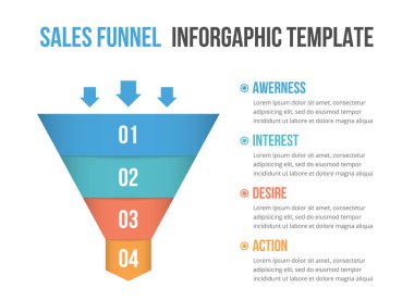 Funnel diagram with 4 elements, infographic template for web, business, presentations, vector eps10 illustration