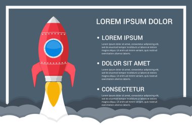 Rocket launch, business or project start-up concept, infographic template, vector eps10 illustration