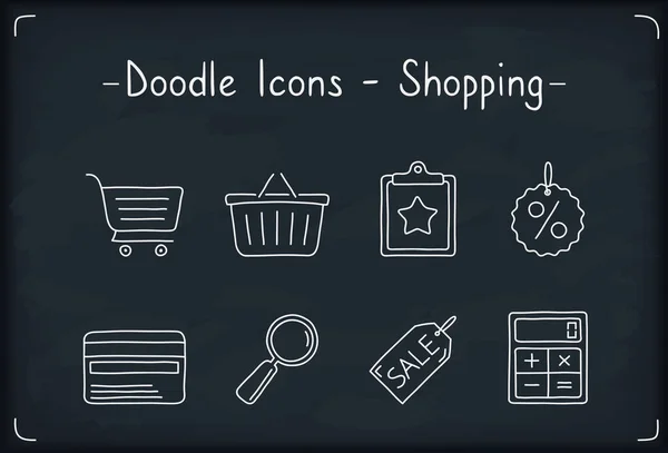 Handdrawn Doodle Shopping Icons Set Vector Eps10 Illustration — Stock Vector