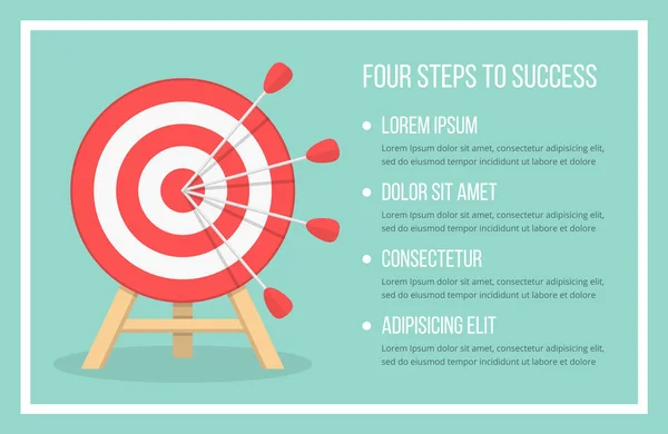 Στόχος Τέσσερα Βέλη Τέσσερα Βήματα Προς Στόχο Σας Infographic Πρότυπο — Διανυσματικό Αρχείο